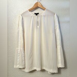 J. Crew 100% Silk Ivory Bell Sleeve Top Sz 14 Tall